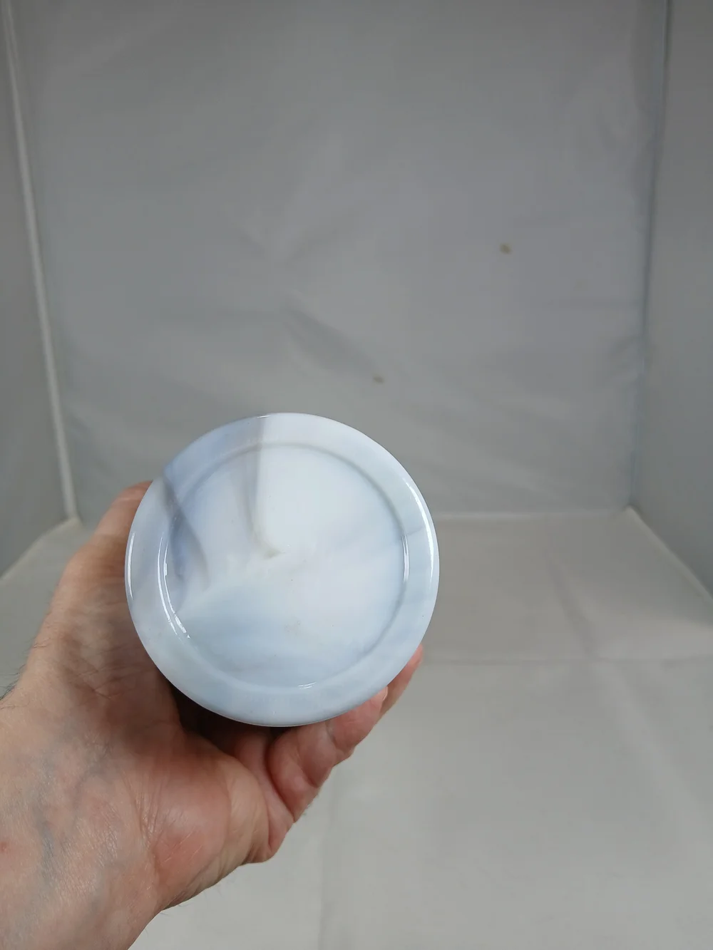 Olympian McGill Canadian Whiskey Milk Glass Liquor Bottle White Gray Marble